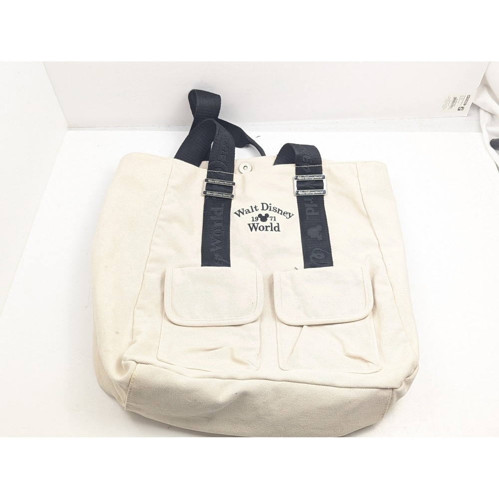 Walt‎ Disney World 1971 Canvas Tote Bag Purse Black Straps Travel